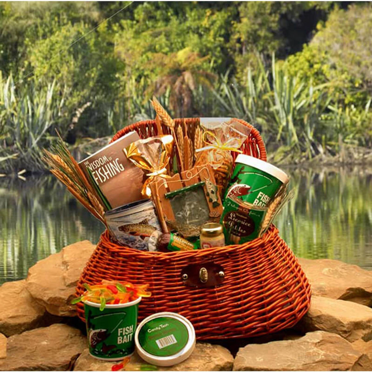 The Fisherman's Fishing Creel Gift Basket 1 The Fisherman's Fishing Creel Gift Basket